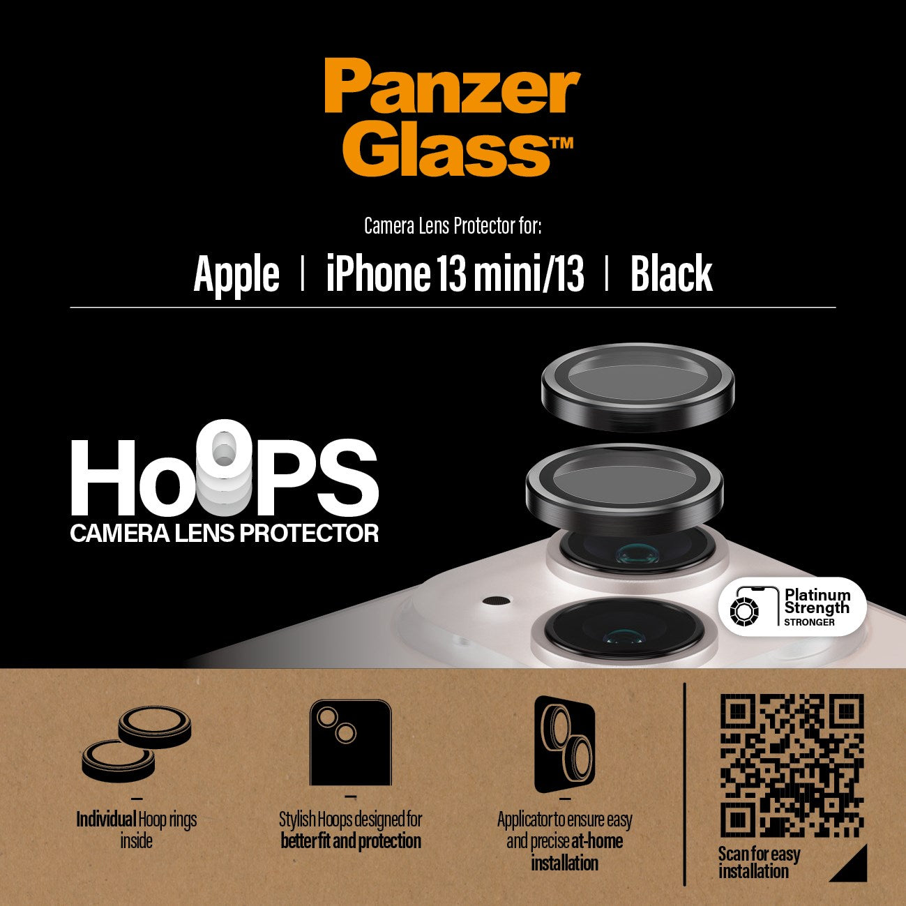 PanzerGlass® Hoops® Kameralinsebeskytter Sort iPhone 13 mini | 13
